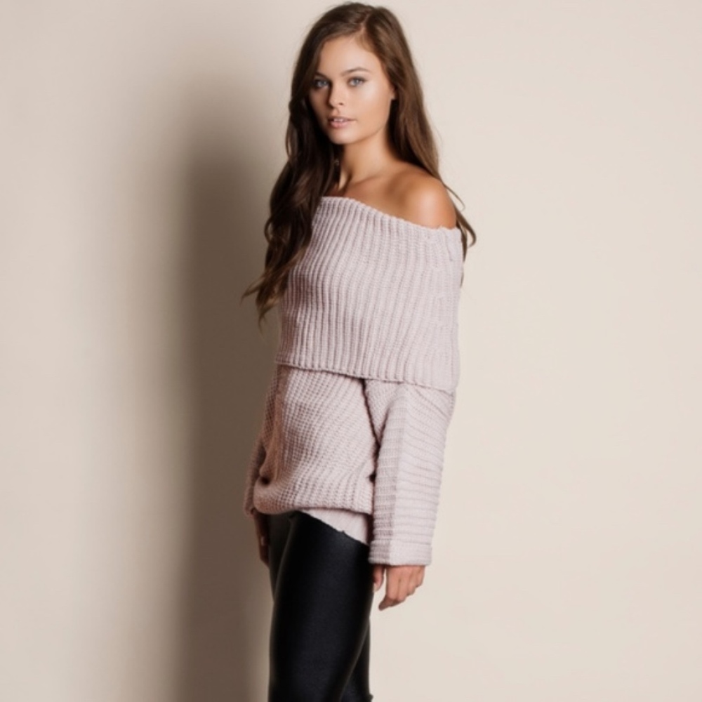 FIONA Off Shoulder knit Sweater - light mauve - Picture 2 of 4